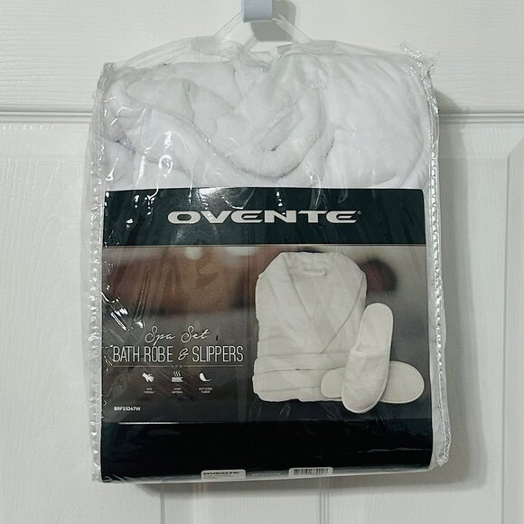 OVENTE Bathrobe & Slipper Set, Soft & Absorbent Robe,  Unisex Spa, Fleece, NWT - Picture 2 of 8